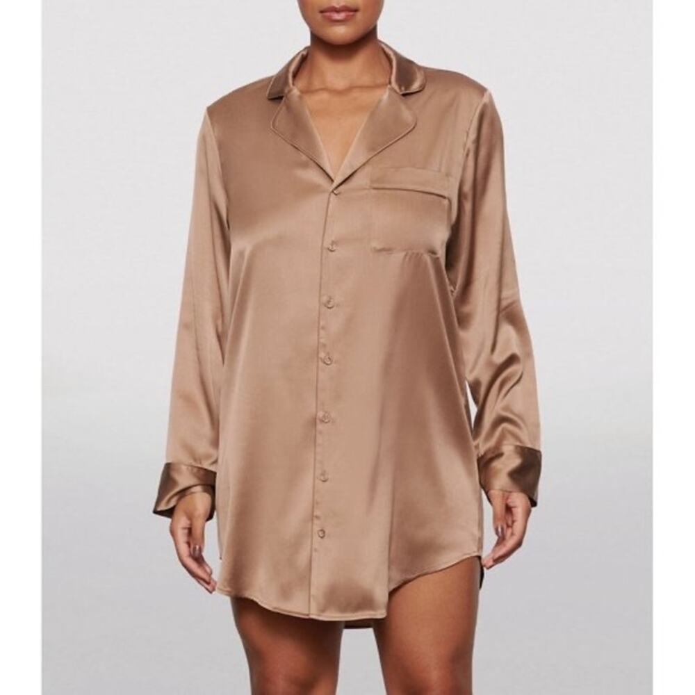 SKIMS Silk Button-Up Night Dress Sienna